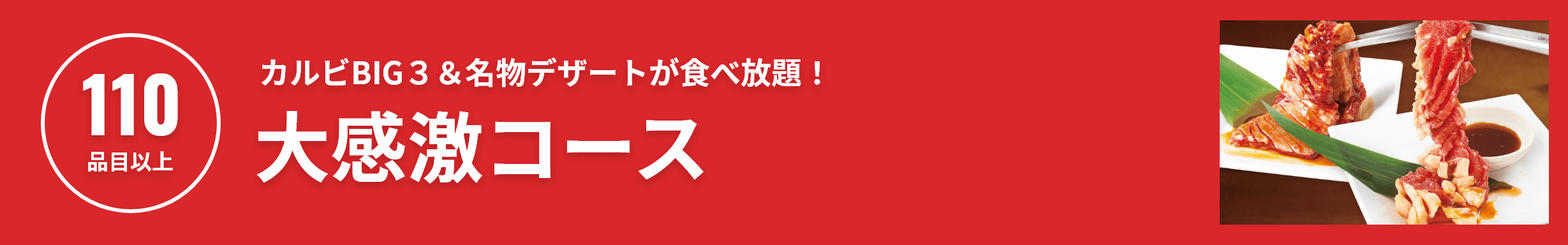 焼肉食べ放題コース：大感激コース